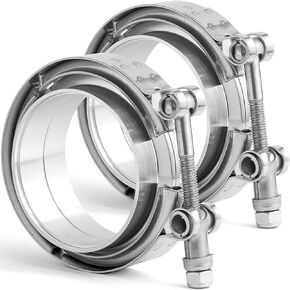 2.5 inch V Band Clamp with Male Female Flange 304 Stainless Steel, Pack of 2