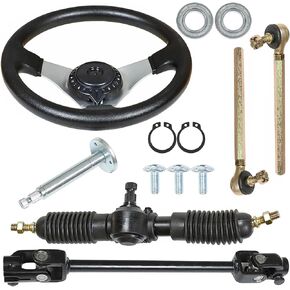 waltyotur 300mm Steering Wheel Steel Kit 320mm Gear Rack Pinion Adjustable Shaft Set Replacement for 110cc Go Kart ATV Buggy Quad