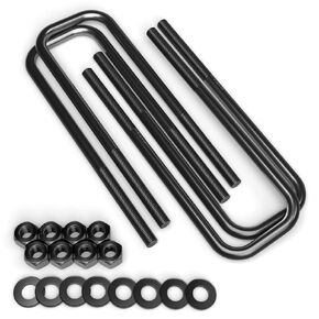 Leaf Spring Axle Black Extended U Bolts (10 inch Length, 2.75 inch Width) Compatible with Chevrolet Chevy Silverado GMC Sierra: 01-07 1500 HD, 01-10 2500 HD, 07-10 3500 HD - Leveling Kit