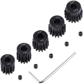 Hobbypark 32P Pinion Gear Set Hardened Metal Steel 5mm Hole 17T 18T 19T 20T 21T (Compatible with 0.8 Metric Pitch)