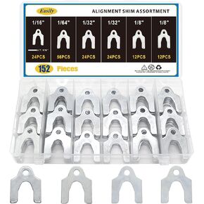 152 Pieces Auto Alignment Body Shims 1/16" 1/64" 1/32" 1/8" Car Alignment Shims Spacers Assortment Kit