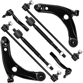 SCITOO 8pcs Suspension Kit 2 Front Sway Bar Link 2 Front Lower Control Arm w/Ball Joints 2 Outer 2 Inner Tie Rod End Compatible Fit For Toyota Yaris 2007 2008 2009 2010 2011 2012