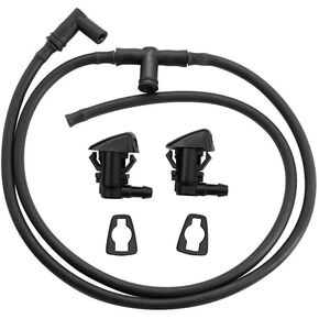 7C3Z-17K605-A Wiper Fluid Nozzle Hose Kit Fit for 2008 2009 2010 Ford Super Duty F-250 F-350 F-450 F-550 Windshield Washer Jet Nozzles(Two Fan Spray Hole) & Rubber Tube Kit–Replaces # 7C3Z-17603-A