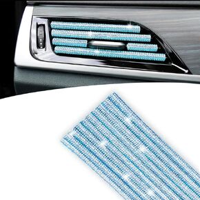 Car Air Conditioner Decoration Strip for Vent Outlet, Bling Car Vent Outlet Trim, Diamond Rhinestone Car Decoration Strip, Trim Sparkly for Grille Models Vent Outlet (10 Pieces #Blue)