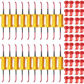 Xuhal 20 Pack 50W 6ohm Load Resistor Turn Signal LED Resistor Kit Fix Fast Flash Blink Error Code Flickering LED Light Resistor for LED Lights Bulb Headlights Tail Light License Plate Lights DRL