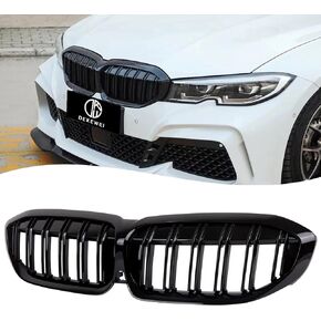 ABS F30 Grill, Front Kidney Grille for 2012-2018 BMW 3 Series F30 F31 (Double Slats Gloss Black Grills, 2pcs)