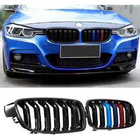 شواية ABS F30، شبكة الكلى الأمامية لسيارة BMW 3 Series F30 F31 2012-2018 (شرائح مزدوجة سوداء لامعة، قطعتان) in Kuwait