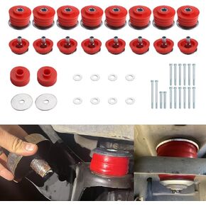 KF04060BK Body and Cab Mount Bushing Kit Compatible with 2008-2016 Ford F250 F350 Super Duty 2WD 4WD Polyurethane Body Cab Mounts & Washers & Steel Sleeves & Hardware (Black）