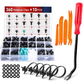 Nilight 360Pcs Car Retainer Clips Fastener Remover Kit - 18 Most Popular Sizes Auto Push Pin Rivets for Benz BMW Toyota Honda Subaru Nissan Mazda,2 Years Warranty