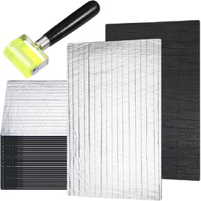 196 Mil Car Sound Deadening Mat Sound Deadener Automotive Audio Noise Insulation Dampening Insulation Mat with Rubber Roller for Hood Ceiling Door 15.7 x 9.8 in Each Sheet (31 Pcs)