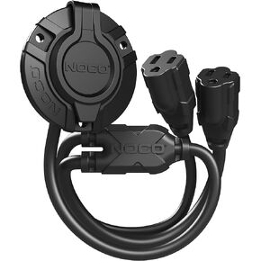 NOCO GCP2 15A AC Port Plug, 125V Power Inlet Socket, and Waterproof Electrical Outlet Receptacle Box with Dual 18-Inch Integrated Outdoor Extension Cords