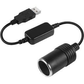 USB A to Cigarette Lighter Adapter Power Cable，1FT 5V USB A Male to 12V Cigarette Lighter Socket Female Converter Cable for Car Driving Recorder,GPS,E-Dog and Other Automotive Electronics