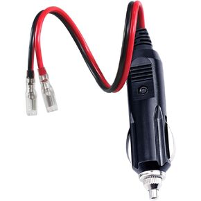 [1PACK] 12Volt Replacement Cigarette Lighter Male Plug with Leads - Car Adapter Dc Battery Charger Kit Connectors Cigar Plugs Power Supply Accessories Heavy Duty Cord Auto Cable Led Light 15Amp
