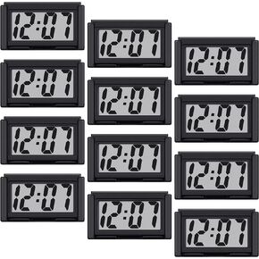 Frienda Mini Digital Clock Small Magnetic Clock Car Dashboard Clock Stick on Clock Self Adhesive Bracket Digital Clock Battery Operated(White,Black,Blue,3 Pieces)