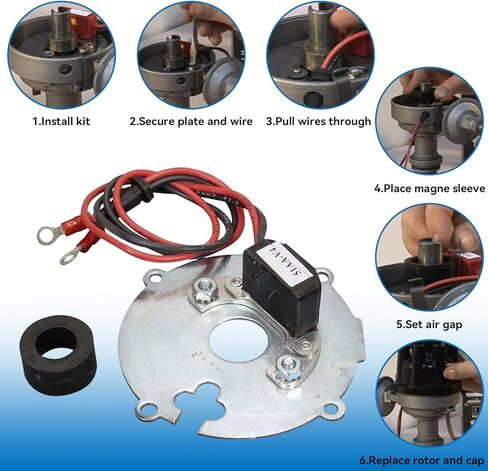 مجموعة تحويل الإشعال الإلكترونية 1146A لـ Delco 4 أسطوانات متوافقة مع Chris Craft، Mercruiser، OMC، Waukesha، Universal 1968-70 Atomic Four in Kuwait