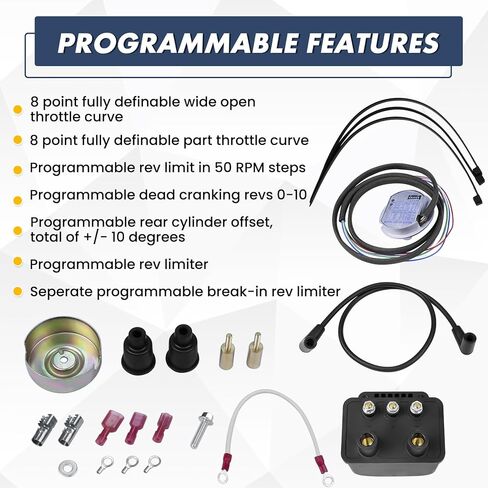 مجموعة ملف إشعال قابلة للبرمجة للدراجة النارية 53-660 متوافقة مع 1970-1999 Harley Davidson Big Twin (باستثناء الكاميرا المزدوجة) و1971-2003 Harley Sportster (باستثناء موديلات "S")، استبدل 60-53-660-06 in Kuwait