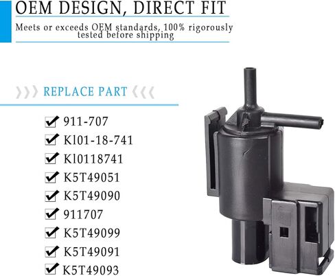 PUENGSI K5T49090 EGR صمام، VSV قيمة مفتاح الملف اللولبي فراغ العادم KL01-18-741 911-707 صمام التحكم الملف اللولبي متوافق مع 1992-2003 Mazda 626 929 Millenia MPV MX6 Protege RX8 Protege5 in Kuwait