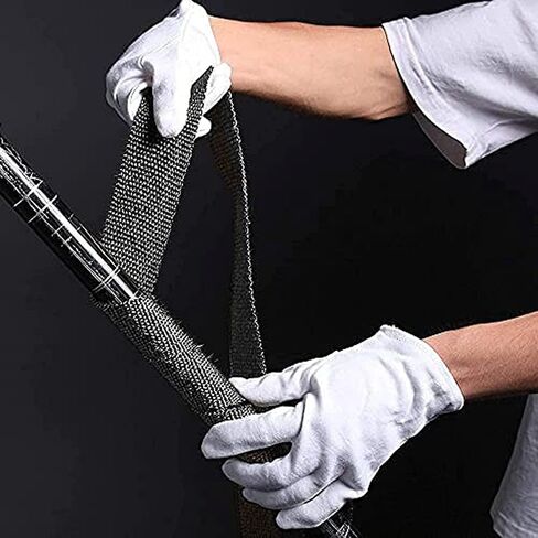 deecam العادم الحرارة التفاف، 2'' × 16.5'' الألياف الزجاجية السوداء مقاومة للحرارة العادم التفاف لفة للدراجات النارية، أنبوب عادم السيارة العزل الحراري شريط كاتم الصوت مع 10 العلاقات قفل غير القابل للصدأ in Kuwait