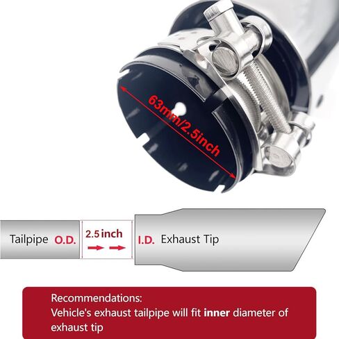 أطراف عادم لامعة من الفولاذ المقاوم للصدأ ذات حافة مستقيمة مزدوجة كاتم صوت ماسورة عادم، مدخل 2.5 بوصة إلى 3.5 بوصة طرف أنبوب عادم نهاية السيارة (أسود لامع) in Kuwait