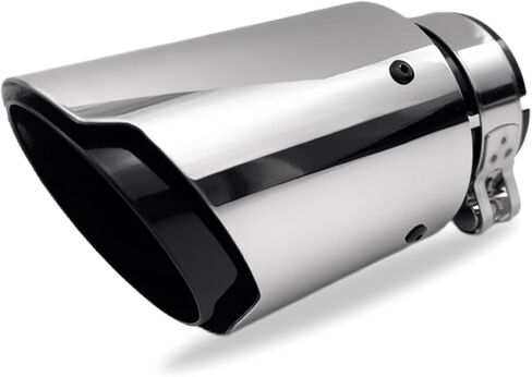 أطراف عادم لامعة من الفولاذ المقاوم للصدأ ذات حافة مستقيمة مزدوجة كاتم صوت ماسورة عادم، مدخل 2.5 بوصة إلى 3.5 بوصة طرف أنبوب عادم نهاية السيارة (أسود لامع) in Kuwait