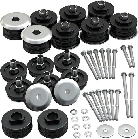 طقم جلبة تثبيت على الجسم KF04060BK لسيارة Ford F250 F350 Super Duty 2008-2016 2WD 4WD، هيكل من الدرجة الممتازة، حوامل كابينة جسم من البولي يوريثين، وأكمام فولاذية وأجهزة متضمنة in Saudi Arabia