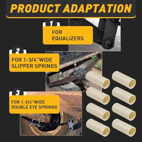 722106 Nylon Trailer Leaf Spring Bushings 9/16" I.D. x 1-3/4" Universal Fit, 8-Pack in Kuwait