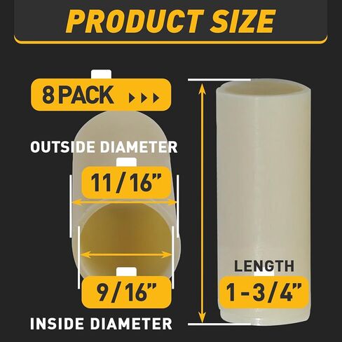 722106 Nylon Trailer Leaf Spring Bushings 9/16" I.D. x 1-3/4" Universal Fit, 8-Pack in Kuwait