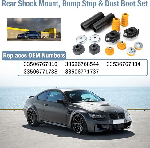 Rear Shock Mount, Bump Stop & Dust Boot Set Compatible with BMW E82 E87 E88 E90 E92, Replaces 33506767010 33526768544 33536767334 33506771738 33506771737 33526764418 in Saudi Arabia