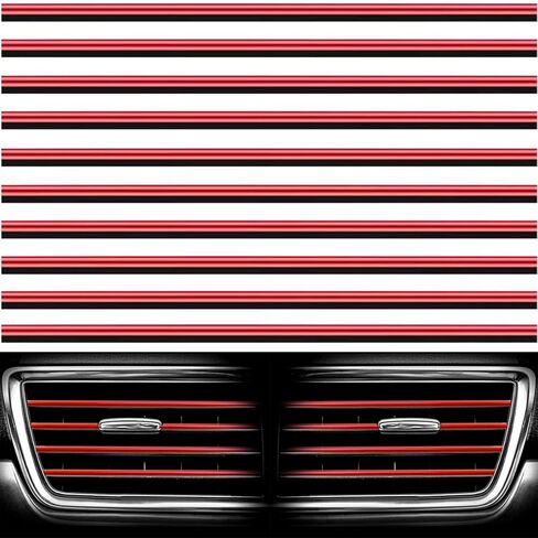 gradegift Car Vent Decoration Strip, 10 Pieces Car Air Conditioner Vent Outlet Trim Strips Car Decorative Filler Insert Strips Car Interior Moulding Trim Strip Line (red) in Kuwait