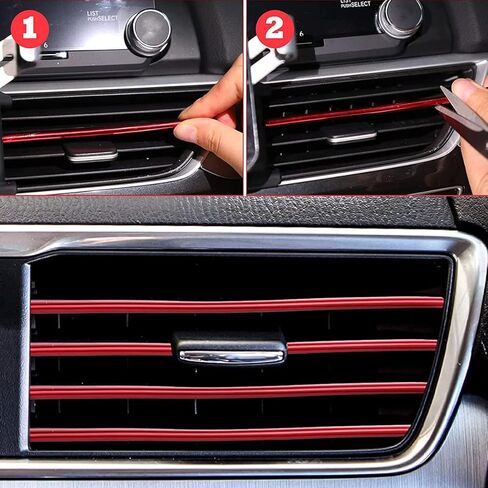 gradegift Car Vent Decoration Strip, 10 Pieces Car Air Conditioner Vent Outlet Trim Strips Car Decorative Filler Insert Strips Car Interior Moulding Trim Strip Line (red) in Kuwait