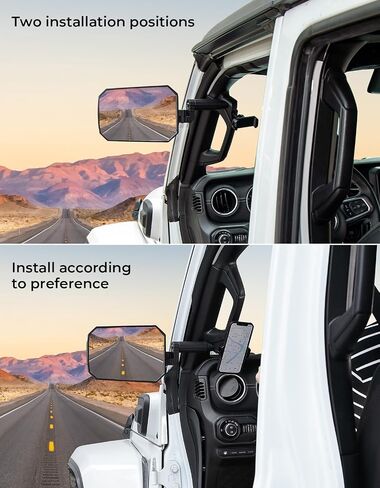 أبواب مرايا JOYTUTUS معطلة متوافقة مع Wrangler JL/JLU 2018-2023 & Gladiator JT، مرايا جانبية JL مع محول كروي، رؤية أوسع لا اهتزاز وتمايل (غير مناسبة 2024 Wrangler) in Kuwait