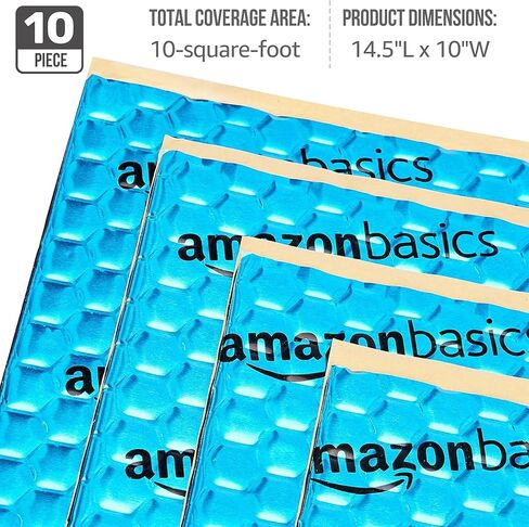 Amazon Basics Car Sound Deadener، مقاس 14.5 بوصة × 10 بوصة، (10 قطع) عبوة من قطعة واحدة in Kuwait