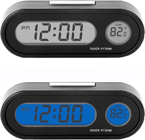 ساعات السيارة مع إضاءة خلفية زرقاء بدرجة حرارة فهرنهايت 2 في 1، ساعة إلكترونية صغيرة لساعة لوحة القيادة للسيارة، ساعة لوحة القيادة الرقمية بإضاءة خلفية LCD للمركبة لاصقة صغيرة على مدار الساعة (تشمل البطارية) in Kuwait