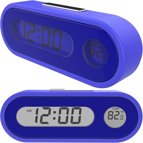Car Clocks and Temperature with Fahrenheit Blue Backlight 2 in 1, Small Electronic Clock for Dashboard Car Clock, Vehicle Lcd Backlight Digital Dashboard Clock Mini Clock Adhesive (Includes Battery) in Saudi Arabia