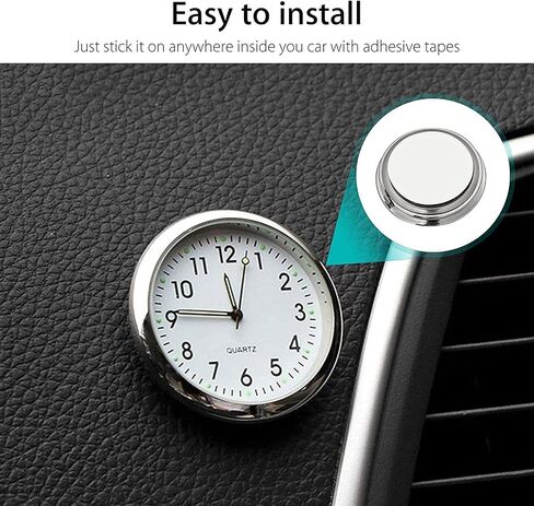 JEDEW Car Clock, Mini Quartz Analog Car Dashboard Time Air Vent Stick-On Clock Watch for Car Decoration, Universal and Luminous in Saudi Arabia