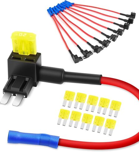 Nilight 10 Pack Micro 2 Fuse TAP 12V Car Add a Circuit ATR Blade Fuse Adapter with 20A Fuse Micro II Fuse Holder Add On Dual Circuit Adapter for Cars Trucks Boats (50058R),Blue, Red, Black, Yellow in Saudi Arabia