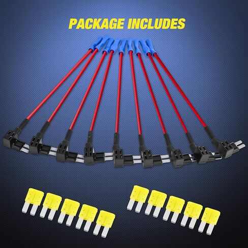 Nilight 10 Pack Micro 2 Fuse TAP 12V Car Add a Circuit ATR Blade Fuse Adapter with 20A Fuse Micro II Fuse Holder Add On Dual Circuit Adapter for Cars Trucks Boats (50058R),Blue, Red, Black, Yellow in Saudi Arabia
