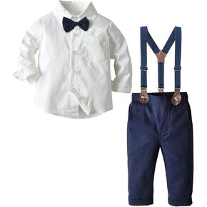 SANGTREE Boys Formal Outfit, Shirt + Pants with Bow Tie & Suspenders, 3 Months - 14 Years in Saudi Arabia