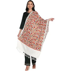 Zamour Women Embroidered Large Scarf Wrap Faux Pashmina Wool, Indian Kashmiri Oversized Winter Scarves Wraps Stole Shawl