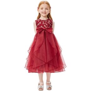 Girls Dress Sleeveless Floral Sequins Lace Party Festival Vintage Outfit Daily Dress