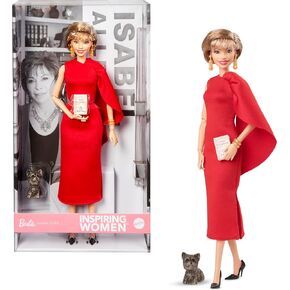 Barbie Inspiring Women Doll, Isabel Allende Collectible with in Red Dress with Book Accessory & Pet