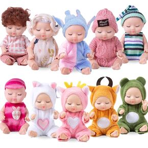 Haawooky 10 Pcs Mini Baby Dolls,Cute Tiny Baby Doll Gifts for Kids,Lifelike Realistic Small Baby Dolls for Girls Boys and Kids Big Easter Birthday Gift