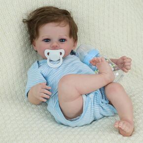 SCOM Reborn Baby Dolls Boy Meadow- 18 Inch Realistic Newborn Baby Doll Lifelike Baby Doll Boy, Posable Weighted Soft Body, Real Life Baby Dolls Gift for Kids Age 3 +