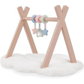 LullaBaby – Doll Play Gym – 3 Hanging Toys – 14-inch Baby Doll Accessories – Pretend Play – Kids Ages 2 & Up – Baby Doll Playmat Set