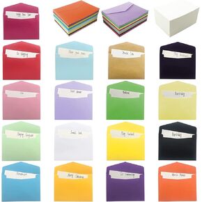 VANRA 170 Sets Small Blank Cards with Colorful Envelopes, White Note Cards Mini Envelopes Set, 17 Assorted Colored Envelopes for Gift Card, Cardstock, Index Cards, Business Card