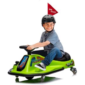 24V Ride On Drift Car for Kids, 7Ah Battery Electric Drifting Go-Kart, Drifting Carts,360 Degrees Rotating, Simplified Drift System, Variable Speed, Flashing Lights, Green