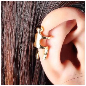 Punk Climbing Man Ear Cuff Earrings Silver Man Cuff Wrap Earrings Tiny Human Cartilage Clip Earrings No Piercing Cuff Clip Earring Jewelry for Women and Girls