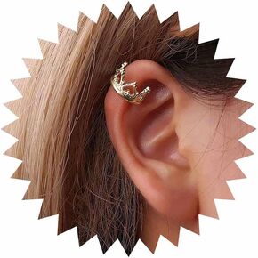 Vintage Crown Ear Cuff Earrings Gold Crown Cartilage Cuff Earrings Crown Cuff Wrap Earrings Hollow Crown Earrings Princess Crown Crawler Cuff Earrings No Piercing Earrings Jewelry for Women