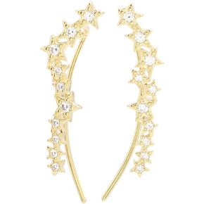 Constellation CZ Star Cuff Wrap Earrings for Women Girls 925 Sterling Silver Big Dippe Cubic Zirconic Cluster Sweep Up Crawler Climber Pin Hypoallergenic Stud Ear Hook Clip Dainty Earrings