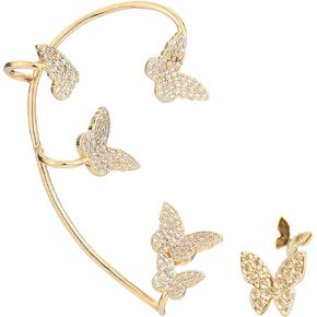 فراشة الأذن الكفة التفاف للنساء الزركون فراشة الأقراط كليب الذهب الساطع فراشة الأذن الأصفاد والأغطية للفتيات in Kuwait